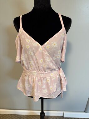 Sienna Sky Pink Floral Wrap Top | Size Medium